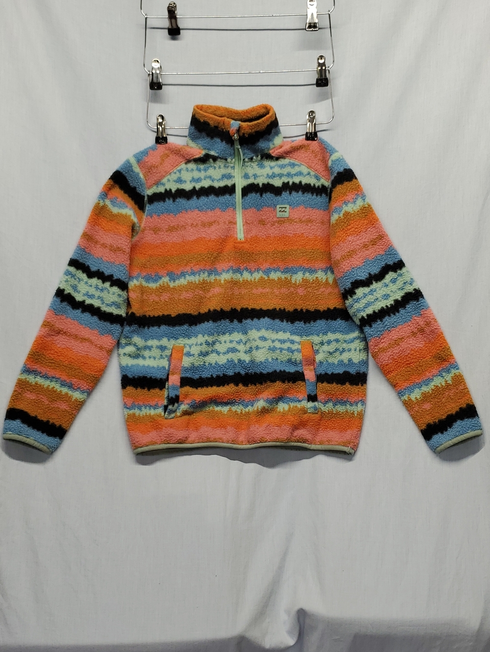 Billabong Multicolor Striped Fleece Quarter-Zip Pullover #375